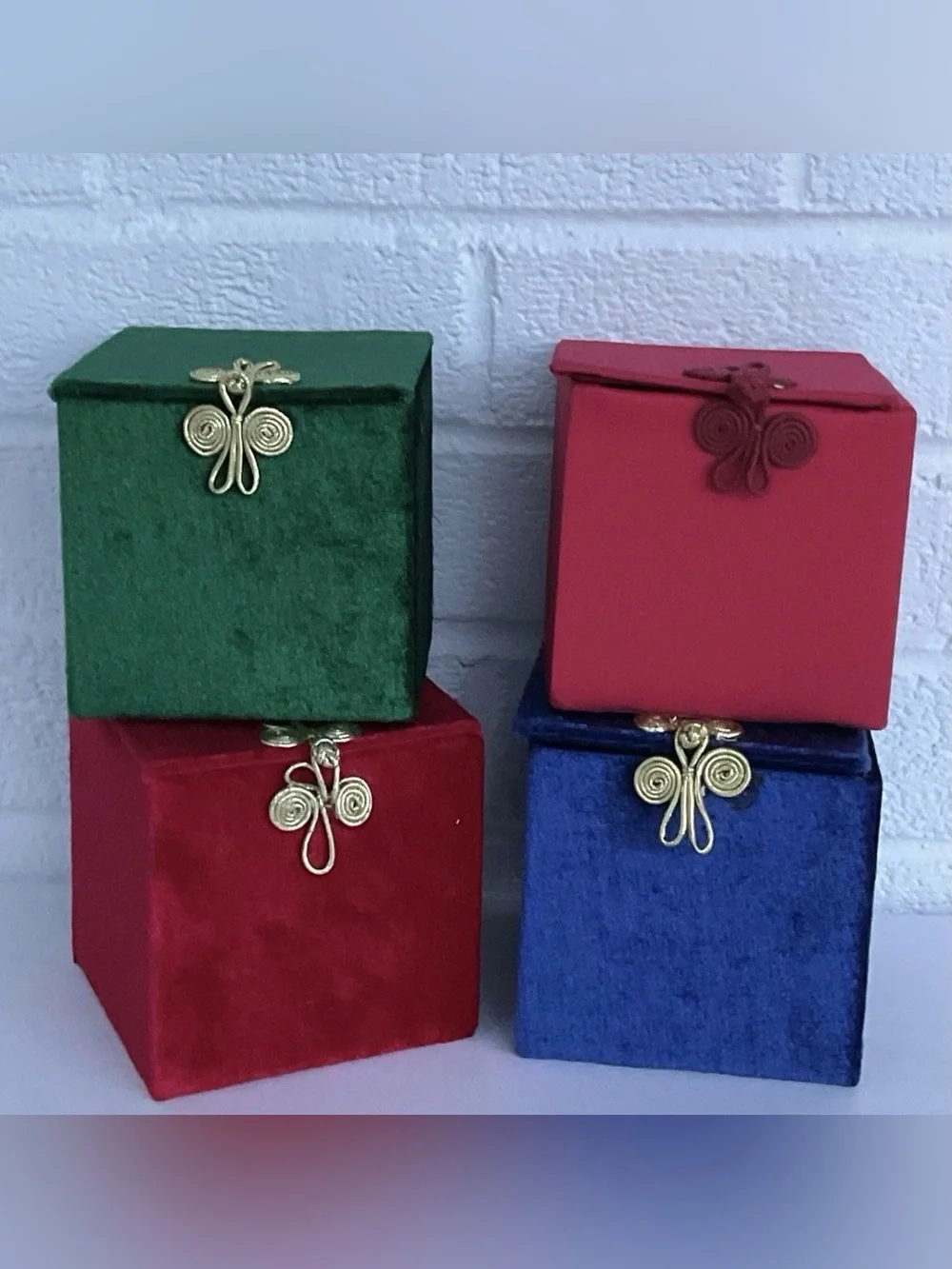 Vintage Pier 1 Li Bien Reverse Painted Glass Christmas Ornaments Set 4 Santa Elf